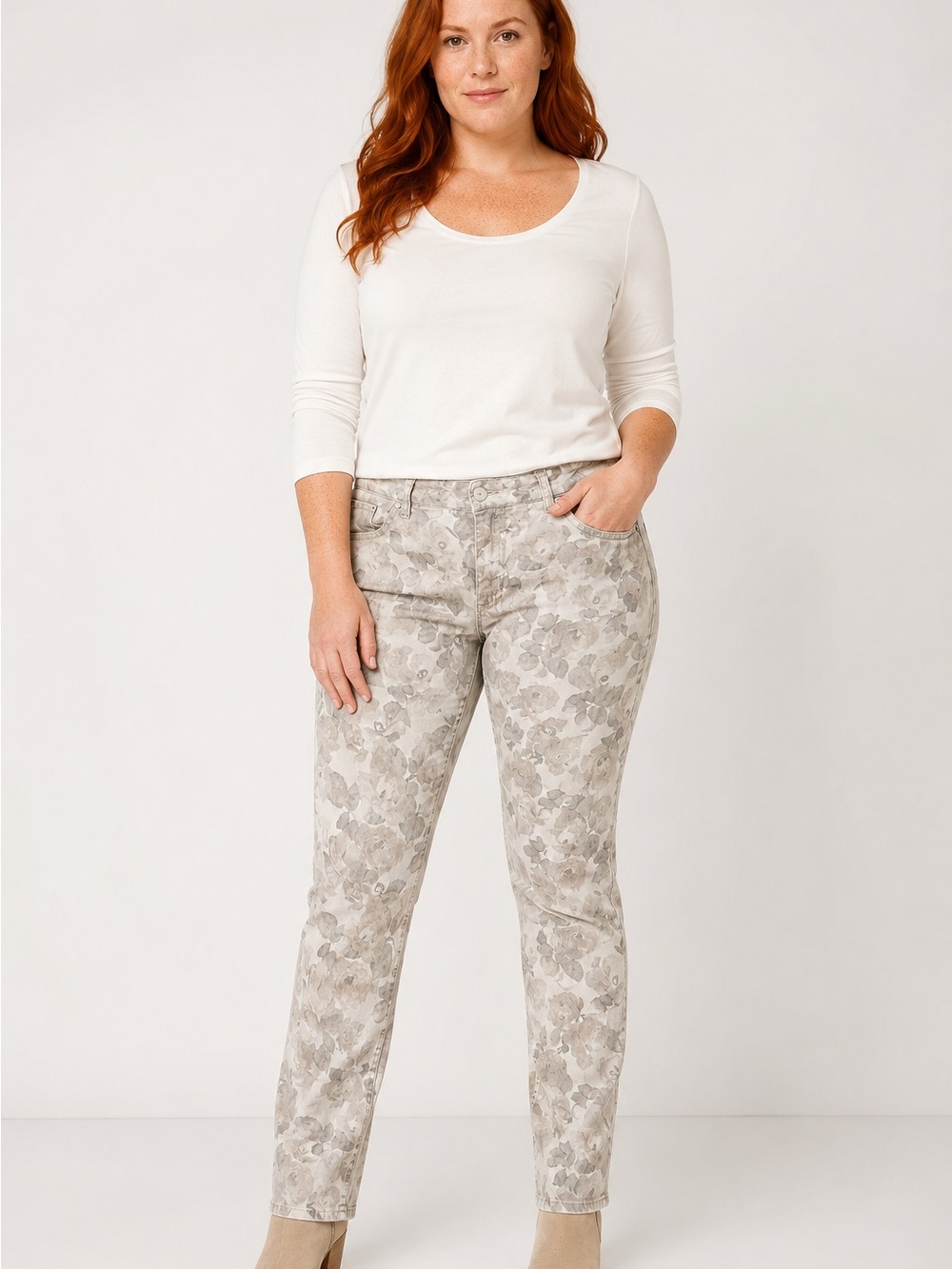 Seven7 Floral Print Skinny Jeans Women’s Size 16 Stretch Neutral Pants